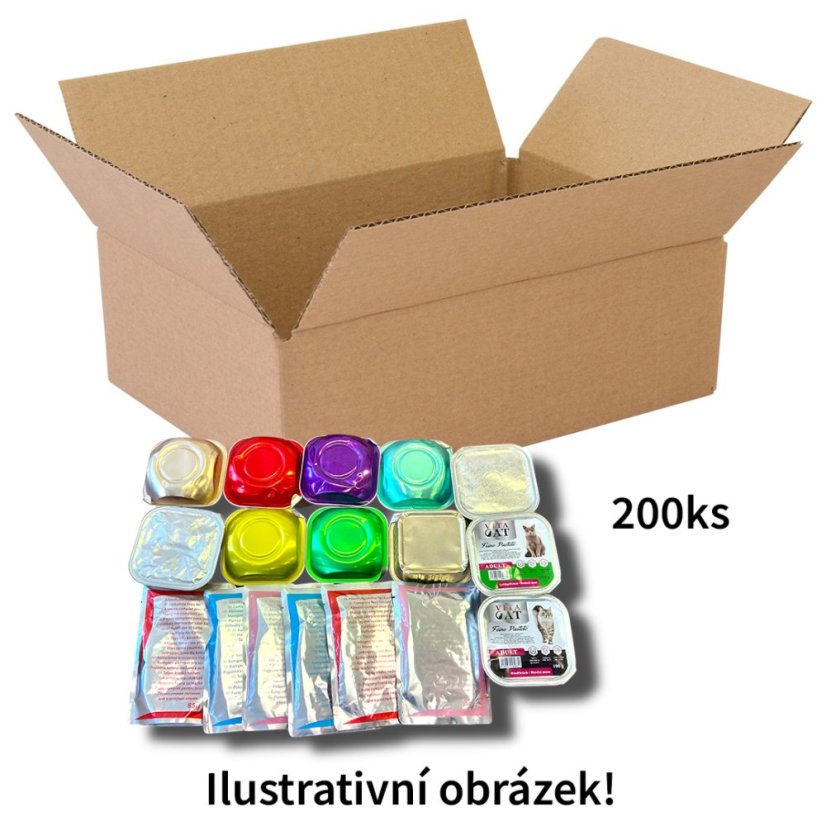 200x Totální mix různých druhů kapsiček a vaniček 85-100g, VÝHODNÉ EKONOMICKÉ BALENÍ