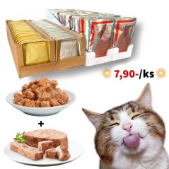 100x Mix kapsiček a vaniček pro kočky, bez polepu 85g - 100g, Výhodné balení