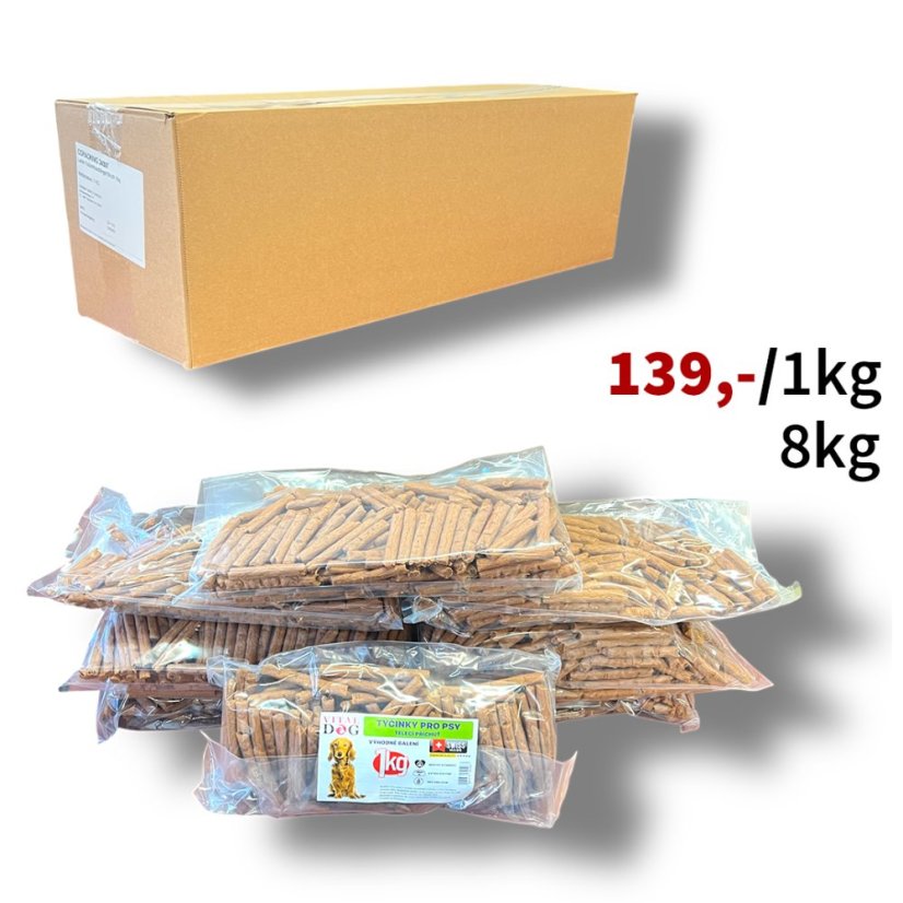 Tyčinky pro psy telecí 8 kg, VÝHODNÉ BALENÍ