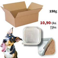 72x Vaničky pro psy bez polepu 150g, lahodná masová paštika s různými druhy masa, VÝHODNÉ EKONOMICKÉ BALENÍ