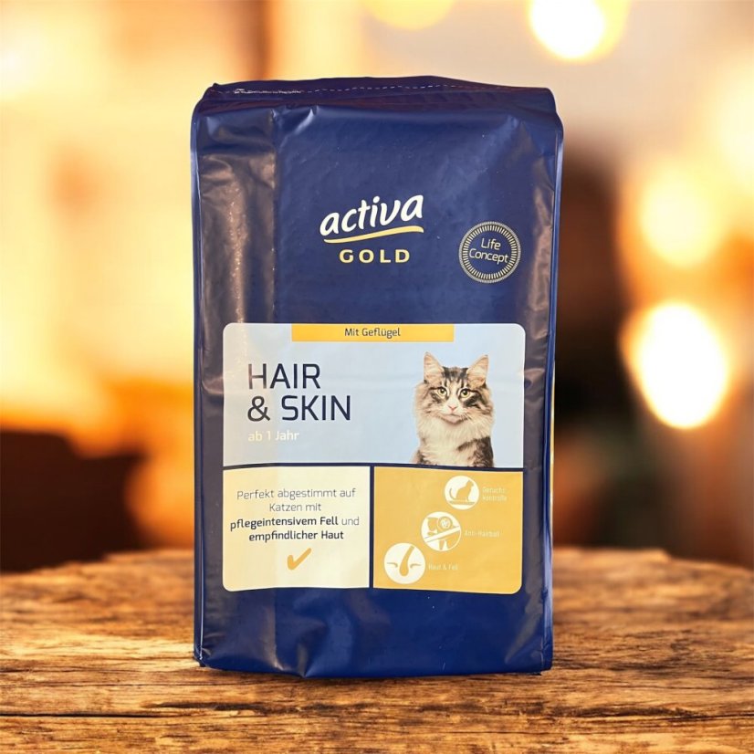 12x Activa Gold prémiové drůbeží granule pro kočky pro zdravou srst a kůži, 1,5kg, VÝHODNÉ PRÉMIOVÉ BALENÍ