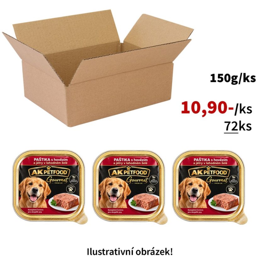 72x Vaničky pro psy 150g, lahodná paštika s hovězím masem a játry, 65% masa!, VÝHODNÉ  PRÉMIOVÉ BALENÍ