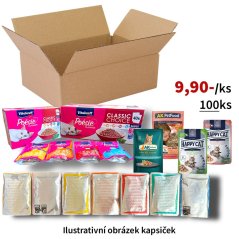 100x Totální mix veškerých druhů a značek kapsiček pro kočky co máme skladem, VÝHODNÉ BALENÍ
