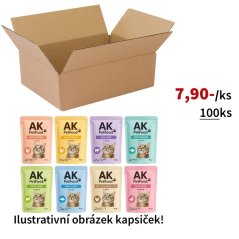 100x Kapsičky pro kočky, mix značek nadnárodních řetězců, VÝHODNÉ EKONOMICKÉ BALENÍ