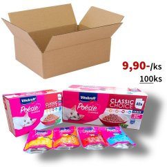 100x Vitakraft Poésie Classique kapsičky pro kočky, MIX kousky masa v omáčce, VÝHODNÉ BALENÍ