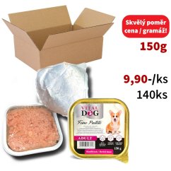 140x Vital Dog vaničky pro psy, hovězí paté 150g, VÝHODNÉ BALENÍ