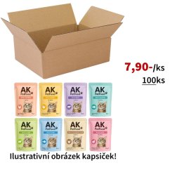 100x Kapsičky pro kočky, mix značek nadnárodních řetězců, VÝHODNÉ EKONOMICKÉ BALENÍ