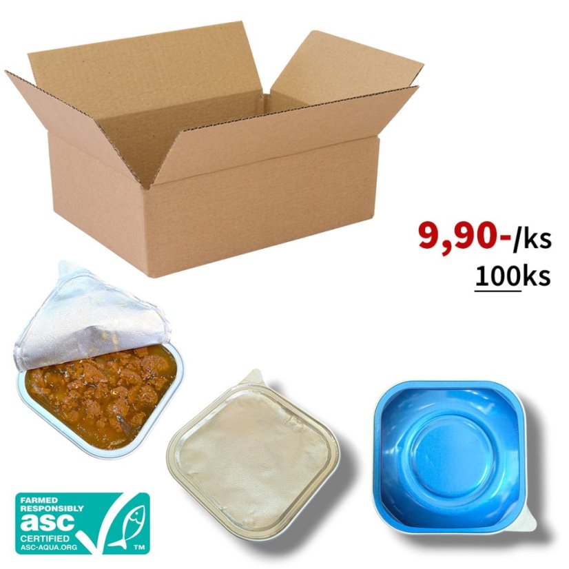 100x Vaničky pro kočky 85g, kousky masa v lahodném želé, atlantský losos, VÝHODNÉ PRÉMIOVÉ BALENÍ