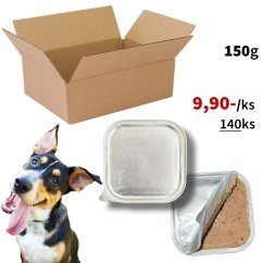 140x Vaničky pro psy bez polepu 150g, lahodná masová paštika s různými druhy masa, VÝHODNÉ EKONOMICKÉ BALENÍ