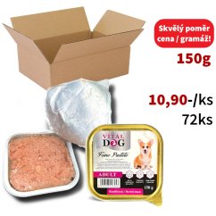 72x Vital Dog vaničky pro psy, hovězí paté 150g, VÝHODNÉ BALENÍ