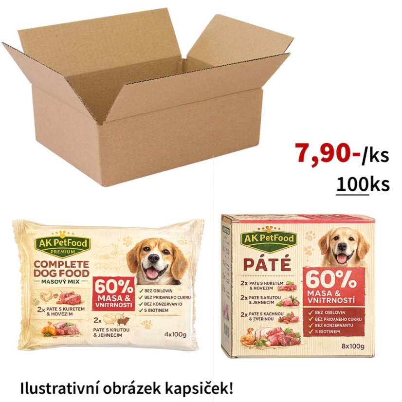 100x Kapsičky pro psy, značky nadnárodních řetězců, VÝHODNÉ EKONOMICKÉ BALENÍ