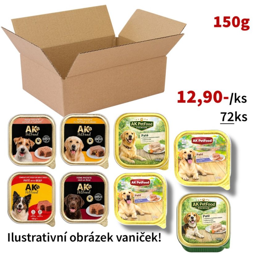 72x Totální mix veškerých druhů a značek vaniček pro psy 150g co máme skladem, VÝHODNÉ BALENÍ