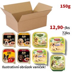 72x Totální mix veškerých druhů a značek vaniček pro psy 150g co máme skladem, VÝHODNÉ BALENÍ