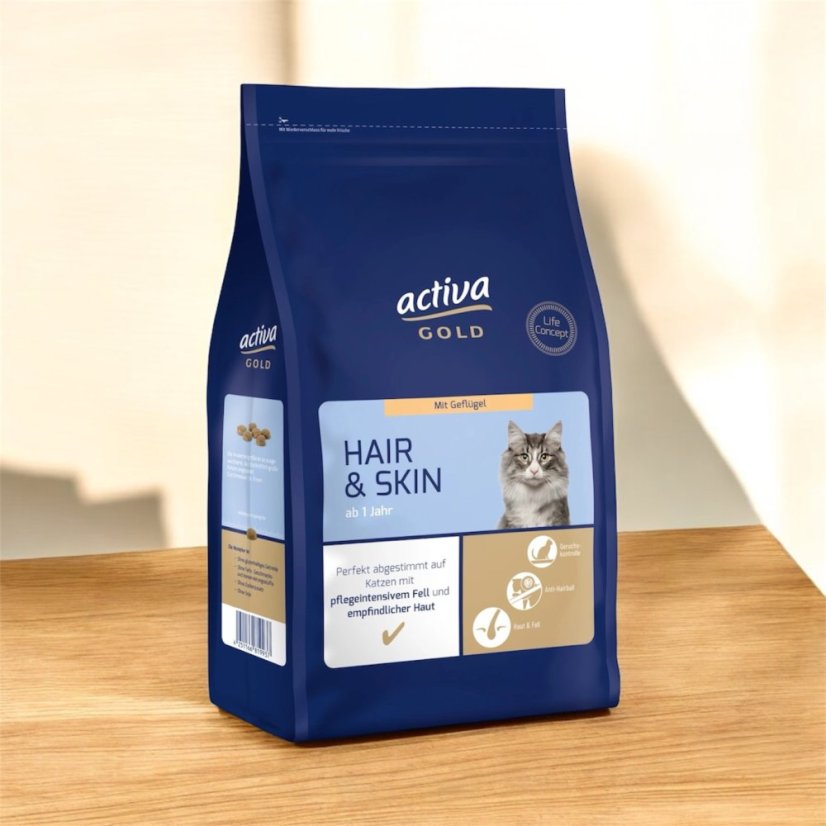 12x Activa Gold prémiové drůbeží granule pro kočky pro zdravou srst a kůži, 1,5kg, VÝHODNÉ PRÉMIOVÉ BALENÍ