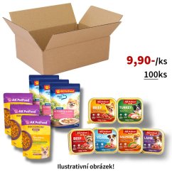 100x Mix různých prémiových značek a druhů kapsiček a vaniček pro psy 100g, VÝHODNÉ PRÉMIOVÉ BALENÍ
