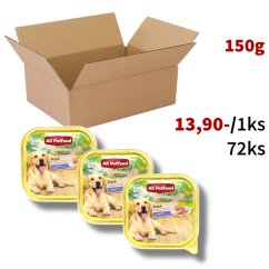 72x Prémiové PATÉ vaničky pro psy 150g, s kachním masem, VÝHODNÉ PRÉMIOVÉ BALENÍ