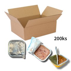 200x Vaničky pro kočky bez polepu, mix s krůtou, hovězím a telecím masem 100g (Mix paštik a kousky masa v omáčce)