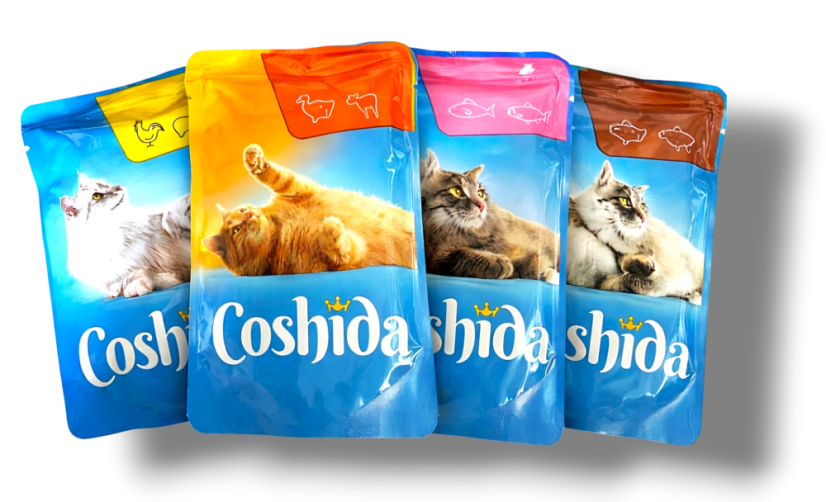 (AKČNÍ EXPIRAČNÍ VÝPRODEJ) 200x Coshida kapsičky pro kočky 100g, mix 4 druhy, kousky masa v želé, akční výhodné balení - Jaký dárek si přejete?: 5x Prémiové paštiky (hodnota 75,- Kč)