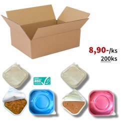 200x Mix vaniček pro kočky 85g, pěnová paštika s hovězím masem (70%) + kousky atlantskýho lososa v želé, VÝHODNÉ PRÉMIOVÉ BALENÍ