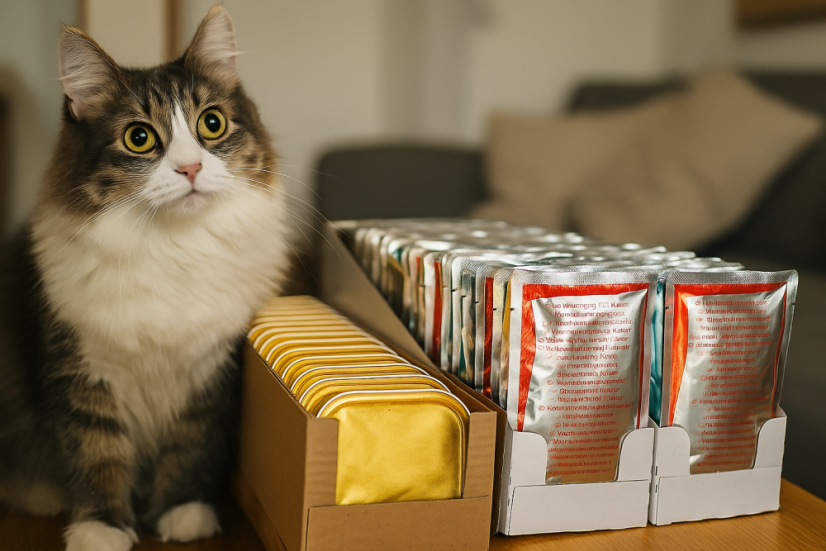 100x Mix kapsiček a vaniček pro kočky, bez polepu 85g - 100g, Výhodné balení