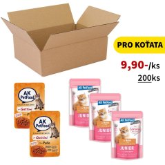 200x Kapsičky pro koťata, kousky masa v omáčce - kuřecí, dva druhy, VÝHODNÉ PRÉMIOVÉ BALENÍ
